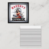 Carte De Correspondance Rétro Naughty et je sais que c'est un Pinup de Noë (Devant / Derrière)