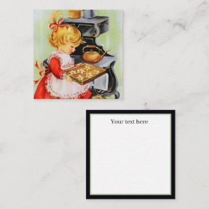 Carte De Correspondance retro vintage boulangerie fille ajouter du texte