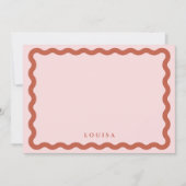 Carte De Correspondance Retro Wavy Frame Blush & Terracotta Personnalisé (Devant)