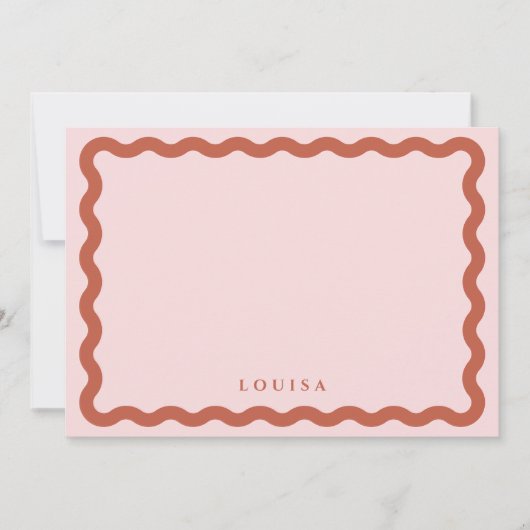 Carte De Correspondance Retro Wavy Frame Blush & Terracotta Personnalisé (Devant)