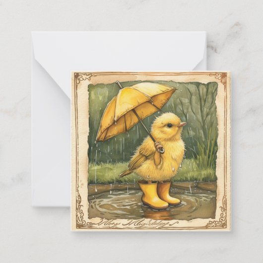 Carte De Correspondance Révélation Raindrop : Célébrez avec Fun Chick (Devant)