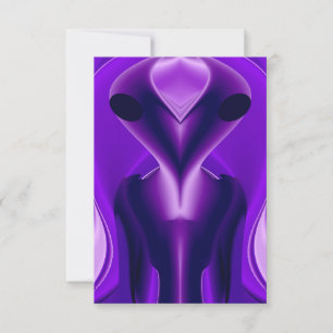 Carte De Correspondance Rêves arc-en-ciel violet 3D, Alien