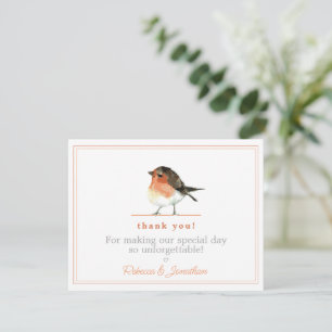 Carte De Correspondance Robin Orange Cute Simple Merci de mariage élégant