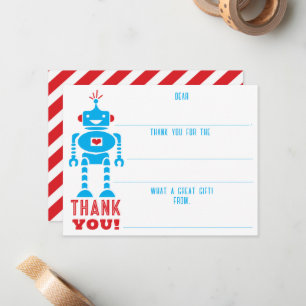 Carte De Correspondance Robot Garçons Remplir Dans Le Merci Blanc