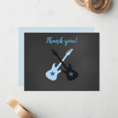 Carte De Correspondance Rock a Bye Rockstar Guitar Merci notes (Devant/Arrière en situation)