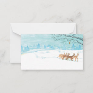 Carte De Correspondance Roe Deer Group en hiver