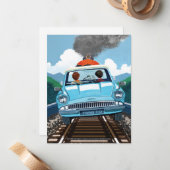 Carte De Correspondance Ron & HARRY POTTER™ en voiture volante vers HOGWAR (Devant/Arrière en situation)