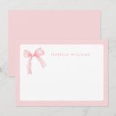 Carte de correspondance rose à ruban aquarelle (Devant / Derrière)