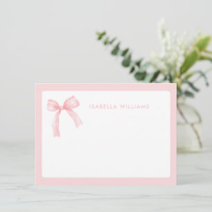 Carte de correspondance rose à ruban aquarelle