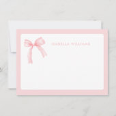 Carte de correspondance rose à ruban aquarelle (Devant)