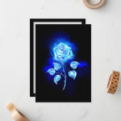 Carte De Correspondance Rose bleu brûlant (Devant/Arrière en situation)