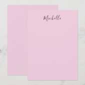 Carte De Correspondance Rose Clair Professionnel Écriture Manuscrite Uniqu (Devant / Derrière)