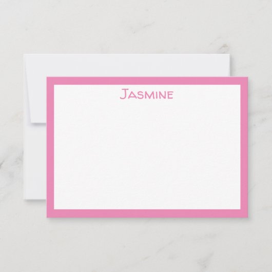 Carte De Correspondance Rose Classique avec nom (Devant)