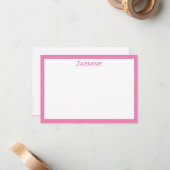 Carte De Correspondance Rose Classique avec nom (Devant/Arrière en situation)