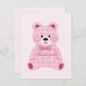 Carte De Correspondance Rose En vichy Teddy (Devant / Derrière)