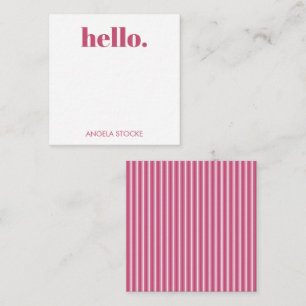 Carte De Correspondance Rose et blanc personnalisé à rayures