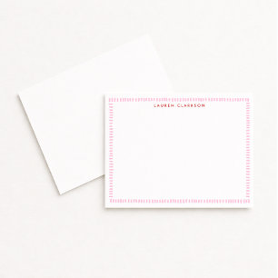 Carte de correspondance rose et rouge à bordure pe