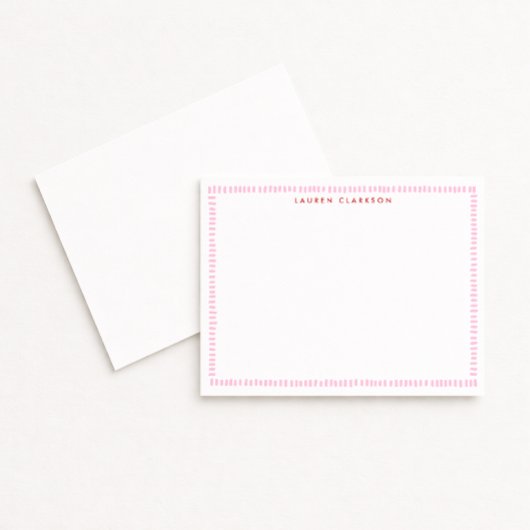 Carte de correspondance rose et rouge à bordure pe