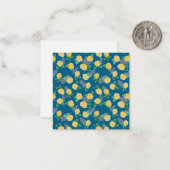 Carte De Correspondance Rose floral jaune sur bleu (Devant/Arrière en situation)