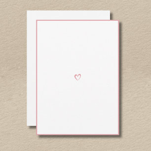Carte De Correspondance Rose Pâle Bordure Minimaliste Petit Cœur Sans Text
