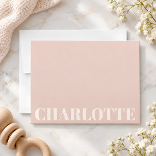 Carte De Correspondance Rose Pâle Nom Personnalisé Minimaliste Élégant