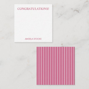 Carte De Correspondance Rose personnalisé avec rayure blanche