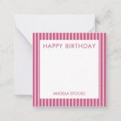 Carte De Correspondance Rose personnalisé blanc et rayure rose (Devant)