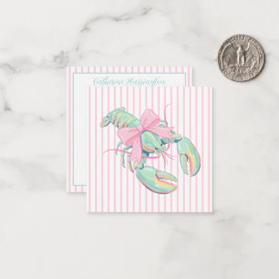 Carte De Correspondance Rose Prépa et Homard à l'aquarelle verte sur rayur