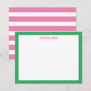 Carte De Correspondance Rose Prépa Rayures & Vert Clair Mignon Féminin
