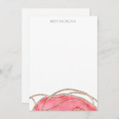 Carte De Correspondance Rose Rose Gold Agate (Devant / Derrière)