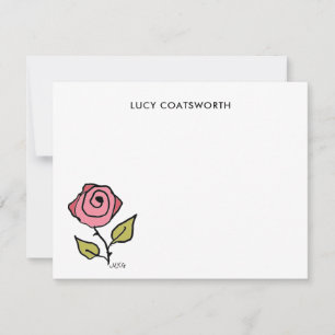 Carte De Correspondance Rose rouge vintage Illustré à la main