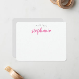 Carte De Correspondance Rose Script Personnalisé Plat Amusant