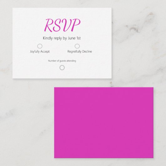 Carte De Correspondance Rose simple (Devant / Derrière)