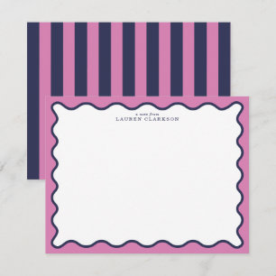 Carte de correspondance rose vif et bordure ondulé