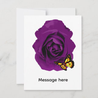 Carte De Correspondance Rose Violette & Papillon