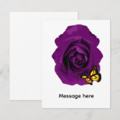 Carte De Correspondance Rose Violette & Papillon (Devant / Derrière)