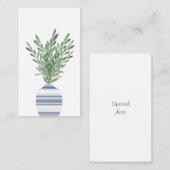 Carte De Correspondance Rosemaire d'aquarelle et vase rayé bleu (Devant / Derrière)