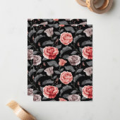 Carte De Correspondance Roses aquarelle 15 (Devant/Arrière en situation)