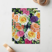 Carte De Correspondance Roses aquarelle 29 (Devant/Arrière en situation)