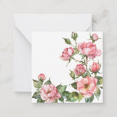 Carte De Correspondance Roses Aquarelle Rose Pâle (Devant)