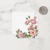 Carte De Correspondance Roses Aquarelle Rose Pâle (Devant/Arrière en situation)