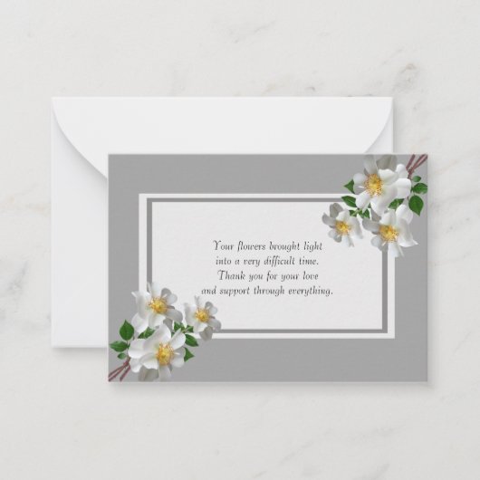 Carte De Correspondance Roses Blanches Fleurs Après Funérailles Merci Cart (Devant)