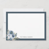 Carte De Correspondance Roses d'aquarelle bleu foncé (Devant)