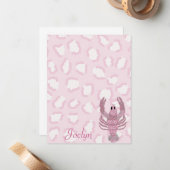 Carte De Correspondance Roses de homard léopard rose (Devant/Arrière en situation)