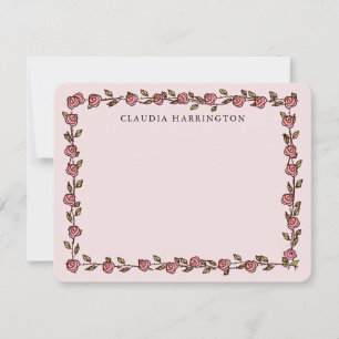 Carte De Correspondance Roses Dessinées à la Main Fleurs Botaniques Person