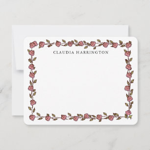 Carte De Correspondance Roses dessinés à la main Personnalisé Floral Botan