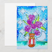 Carte De Correspondance roses roses (Devant / Derrière)