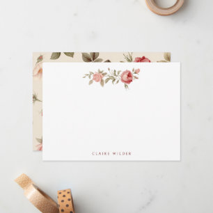 Carte De Correspondance Roses roses élégantes - Ajouter un nom/un monogram