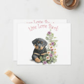 Carte De Correspondance Rottweiler Chien Maman Florale (Devant/Arrière en situation)