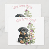 Carte De Correspondance Rottweiler Chien Maman Florale (Devant / Derrière)